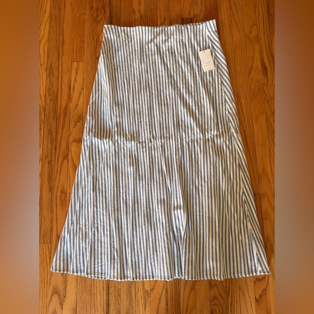 a new day Blue and White Striped Maxi Skirt